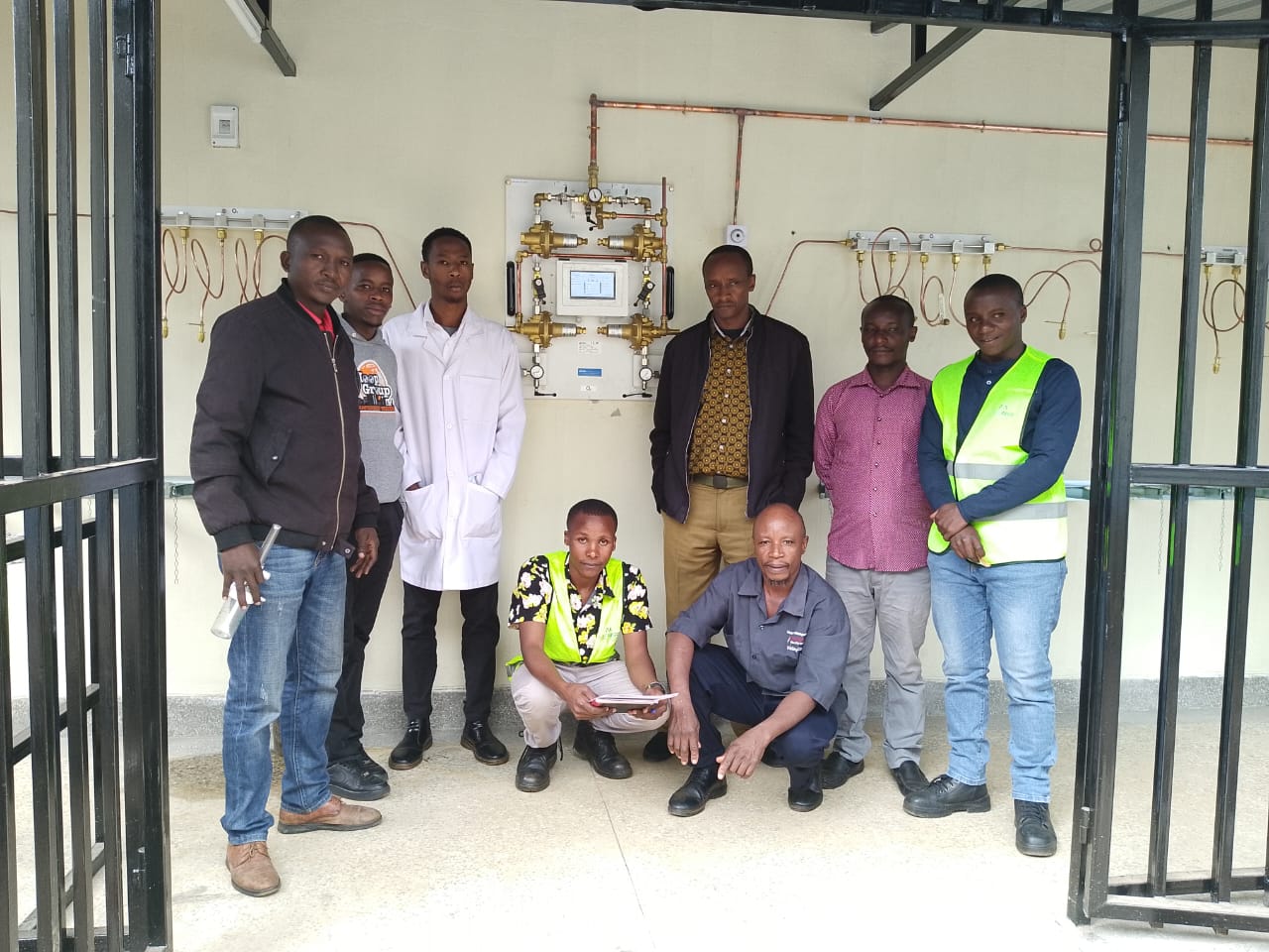 Medware and Amref team with installed medical gas manifold panel