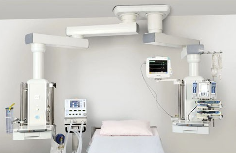 Medical service pendant above a hospital bed