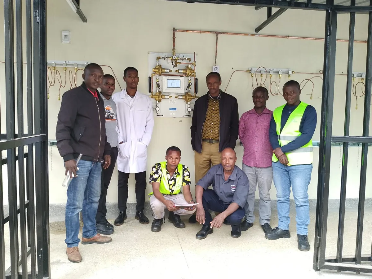 Medware and Amref team with installed medical gas manifold panel