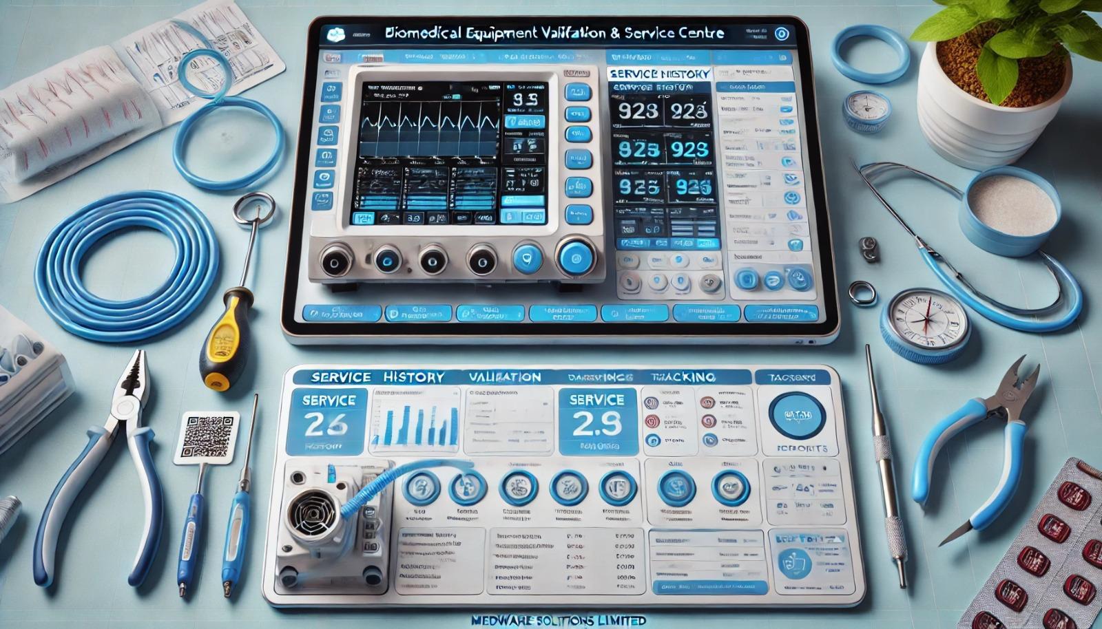 Biomedical engineer repairing hospital equipment