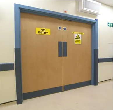 Lead-lined door for a radiology suite